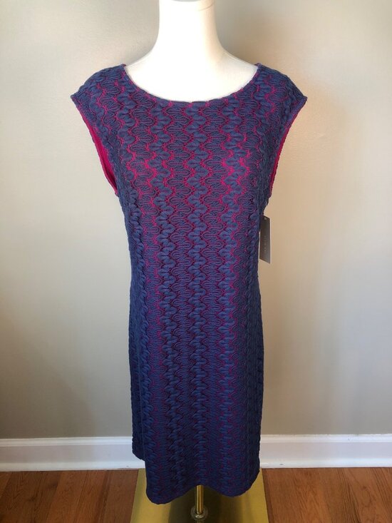 Ellie Kai Dresses & Skirts - NWT Ellie Kai Emily Dress Fuchsia Sheath Dress With Navy Lace Overlay Size 10